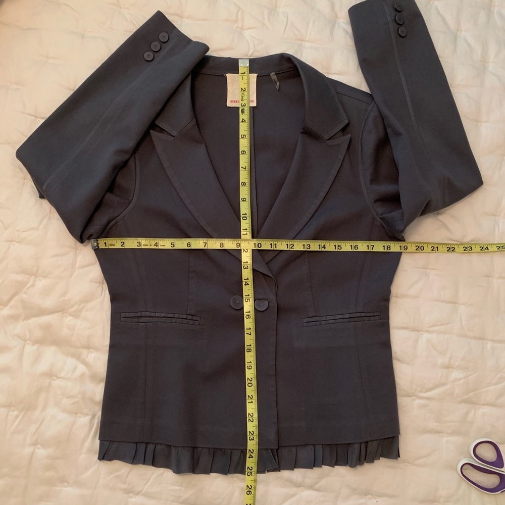 Rebecca Taylor ruffle blazer in steel grey - Picture 5 of 9